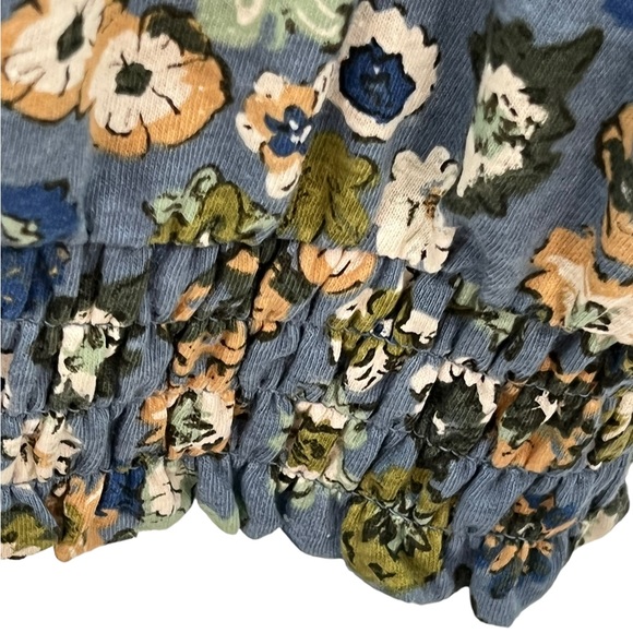 Sonoma women plus-Sonoma women plus-blue green floral short sleeve w/ruffle top - Picture 4 of 6